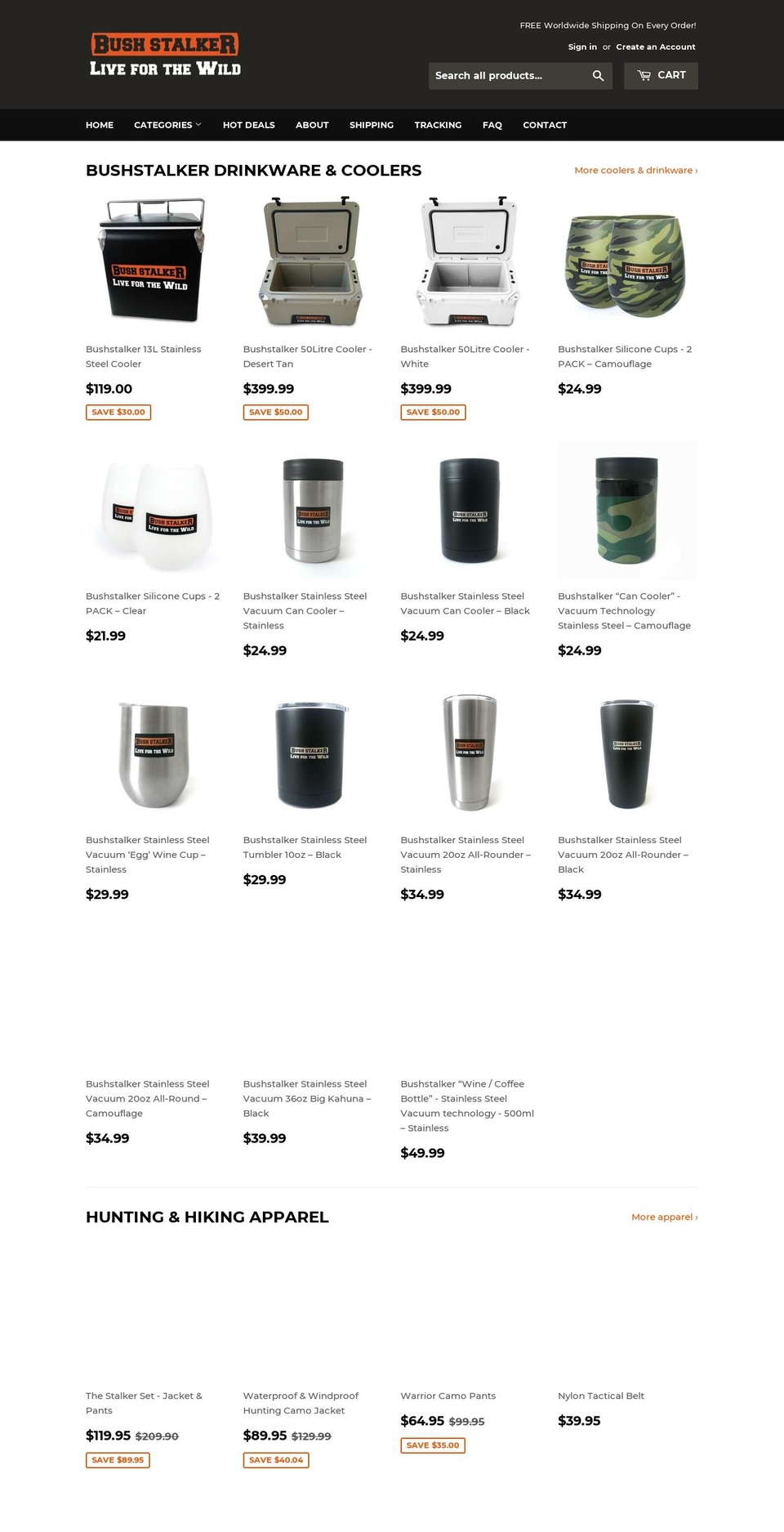bushstalker.com — Shopify storefront screenshot
