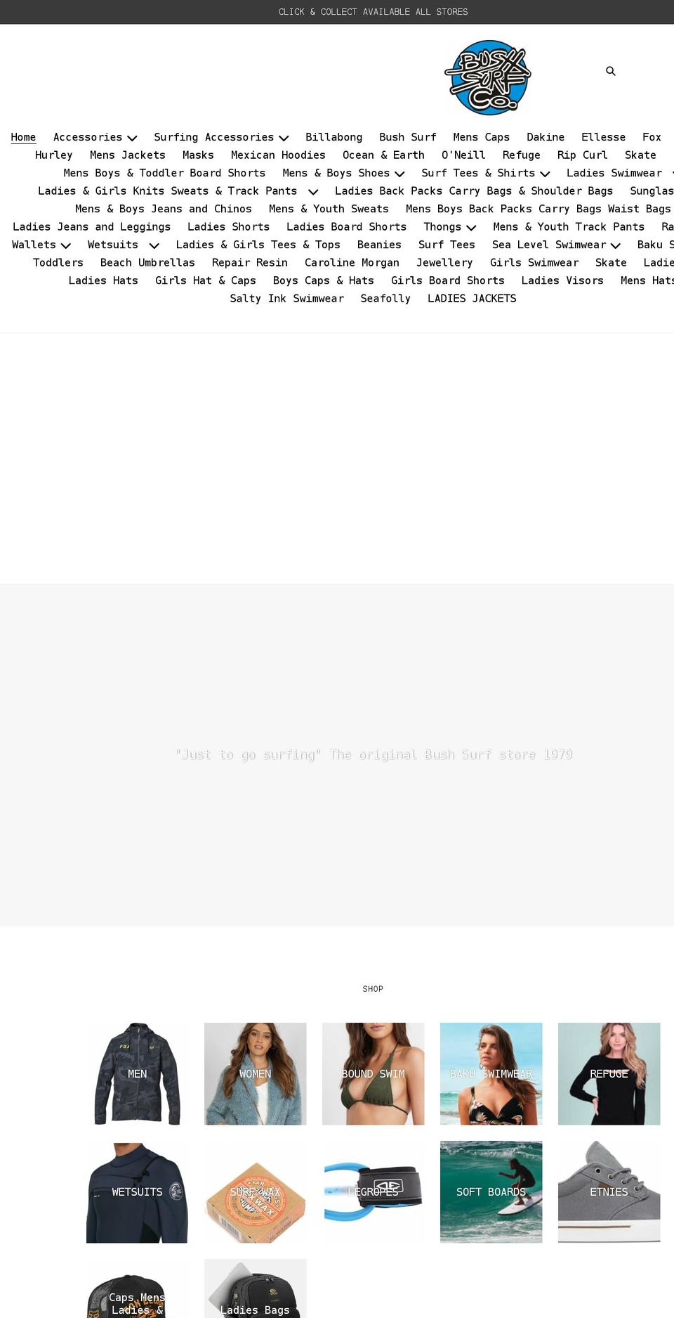 bushsurf.com.au shopify website screenshot