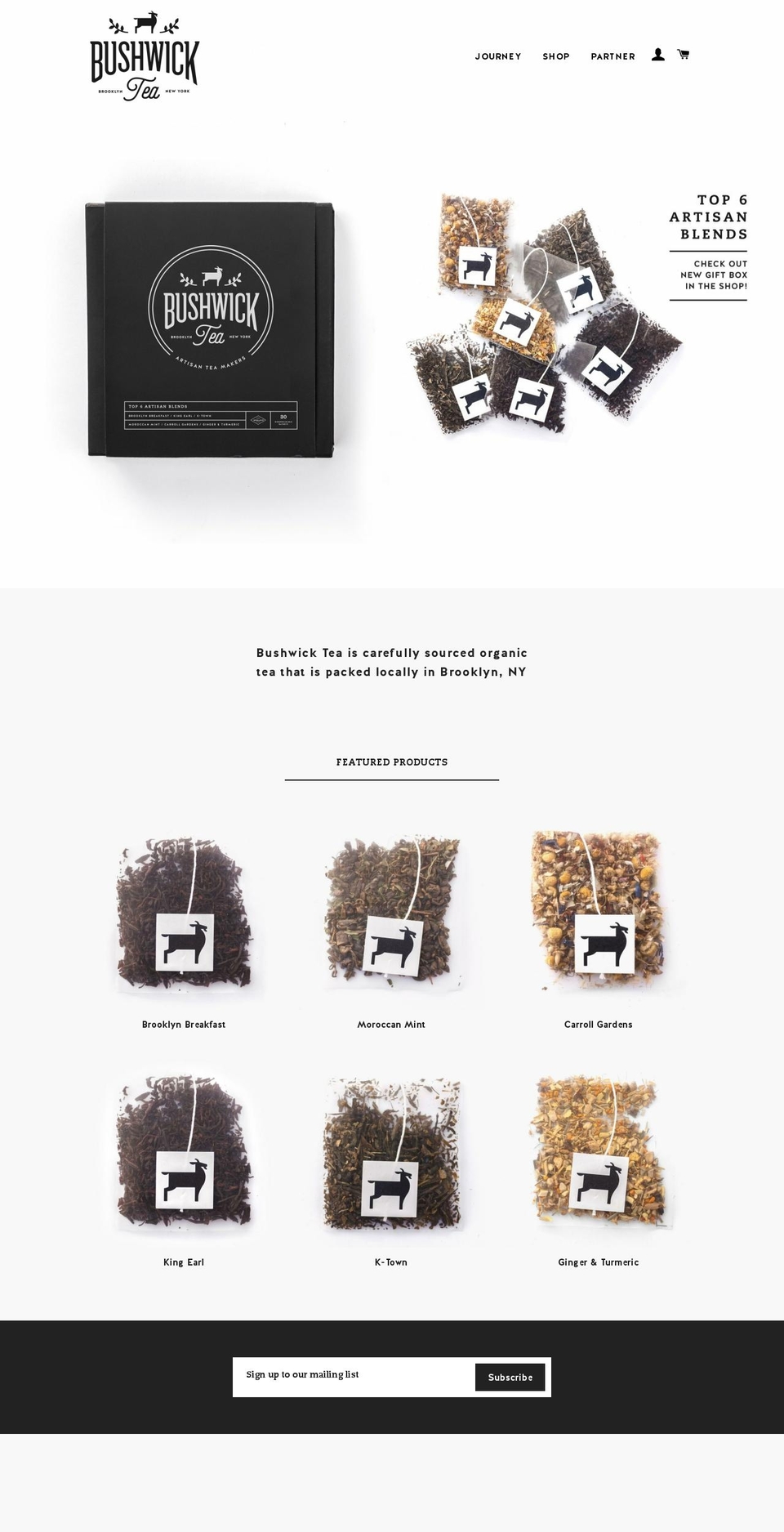 bushwicktea.com shopify website screenshot