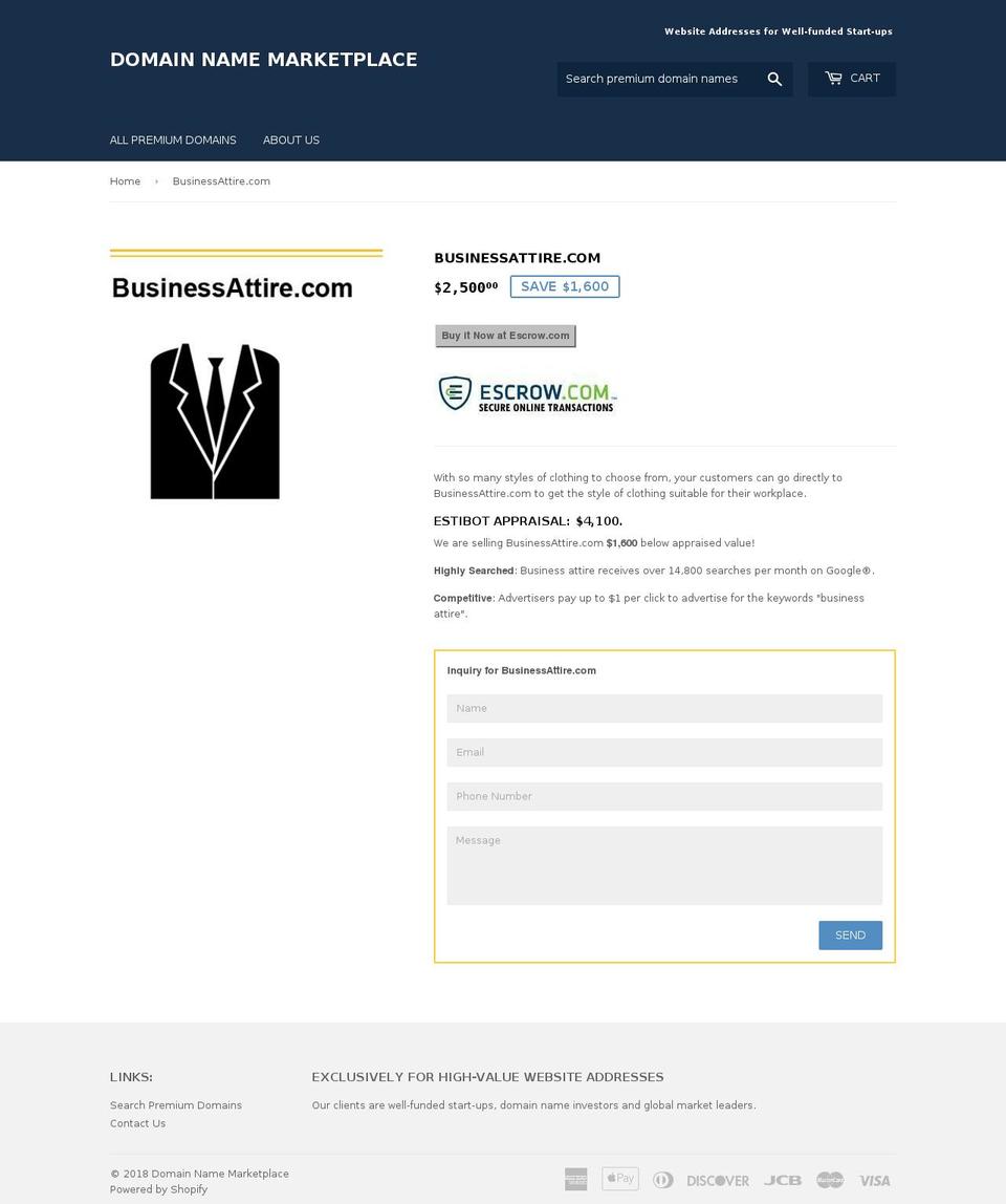 businessattire.com — Shopify storefront screenshot