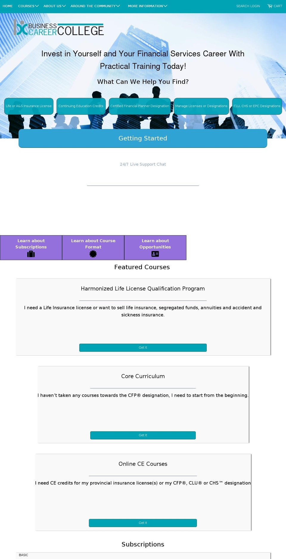 businesscareercollege.ca shopify website screenshot