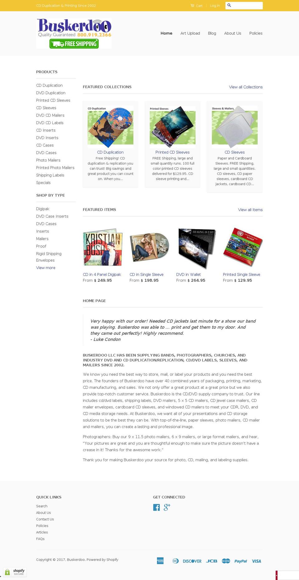 buskerdoo.com shopify website screenshot