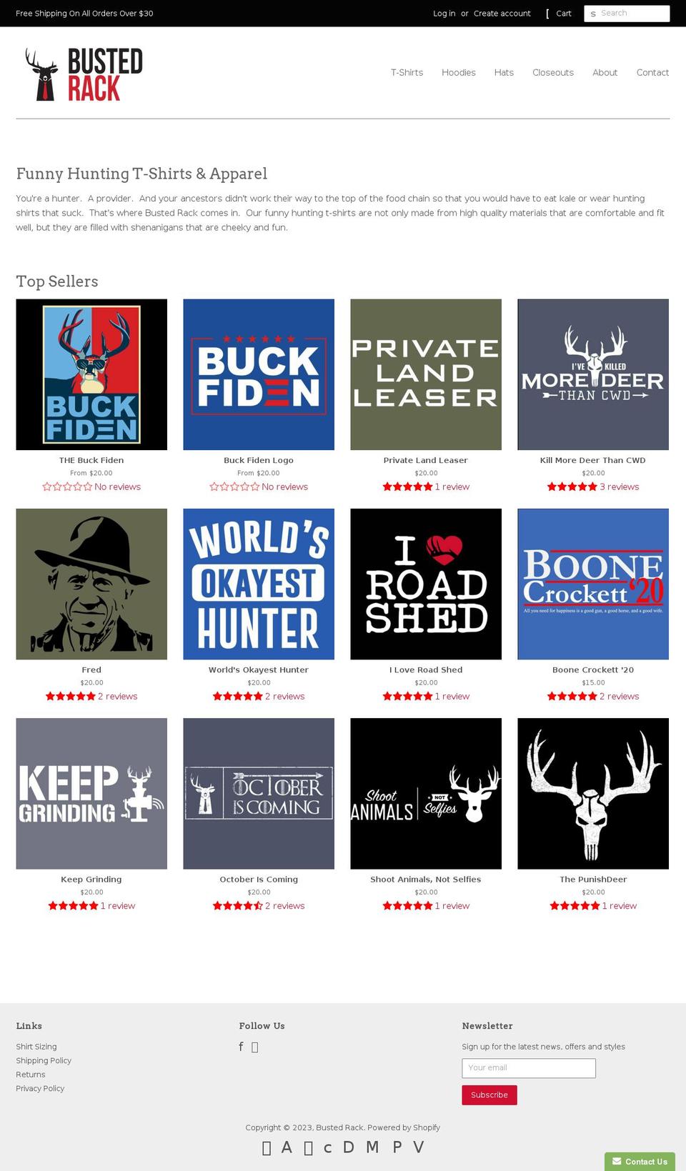 bustedrack.com shopify website screenshot