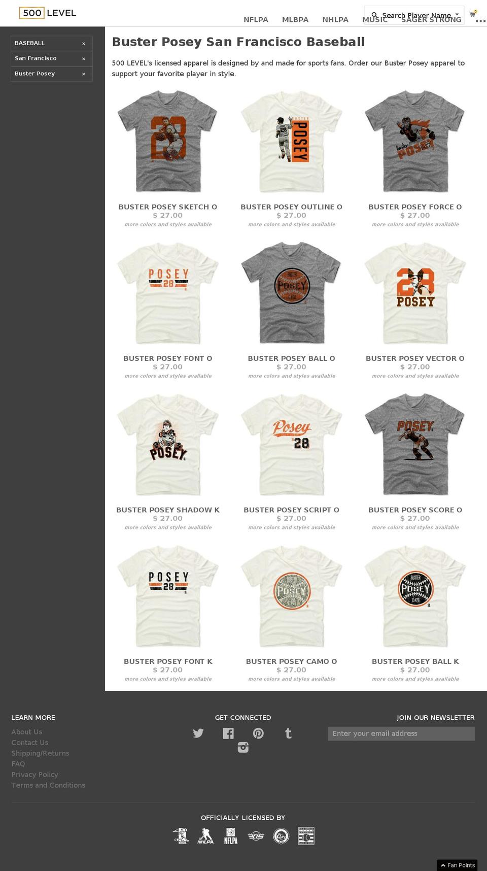500LEVEL v3.15 Shopify theme site example busterposey28.com