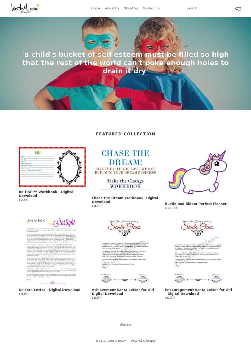 bustleandbloom.com — Shopify storefront screenshot
