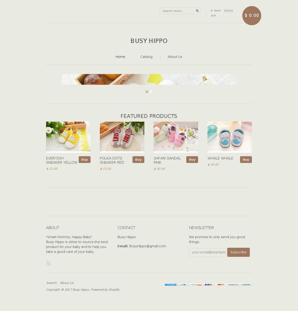 busy-hippo.com shopify website screenshot