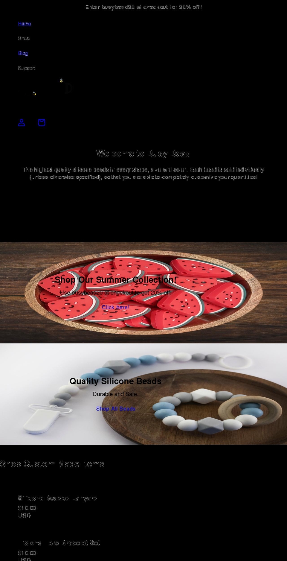 busybead.com shopify website screenshot