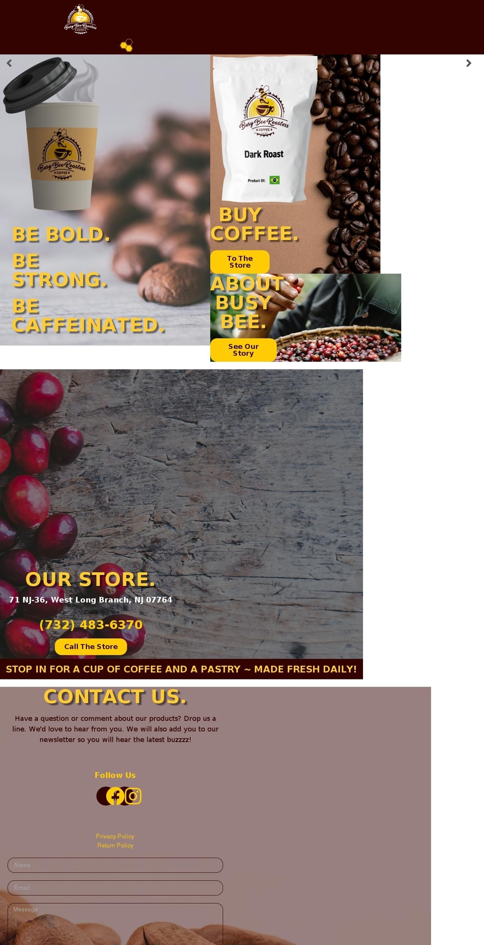 busybeecoffeeroasters.com — Shopify storefront screenshot