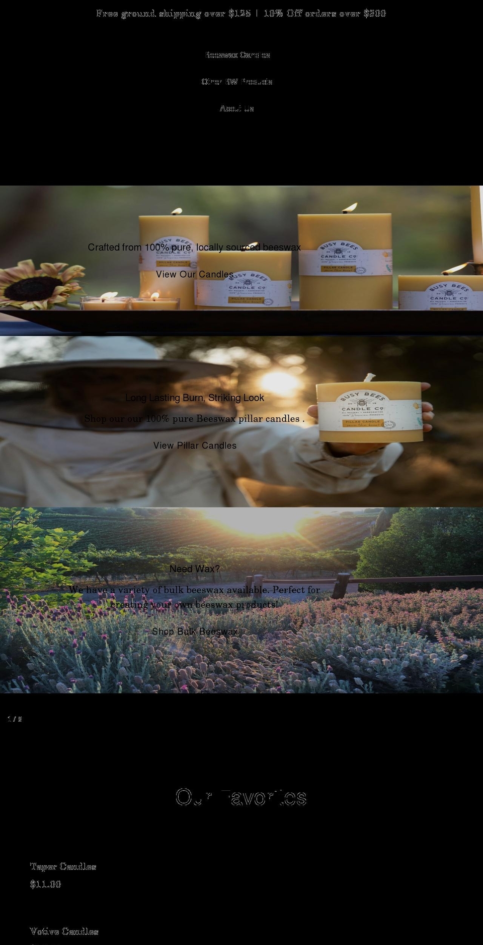 busybeescandleco.com shopify website screenshot