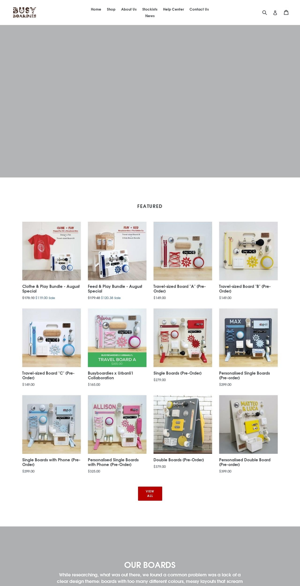 busyboardies.com shopify website screenshot