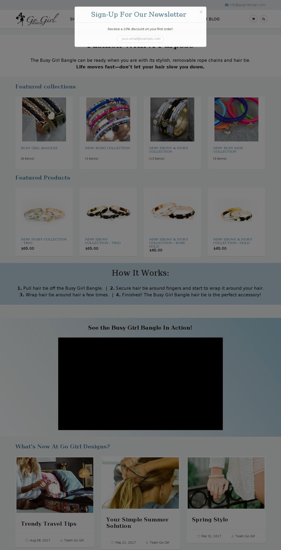 Go Girl Custom Theme - ShowTime Shopify theme site example busygirlbracelet.com