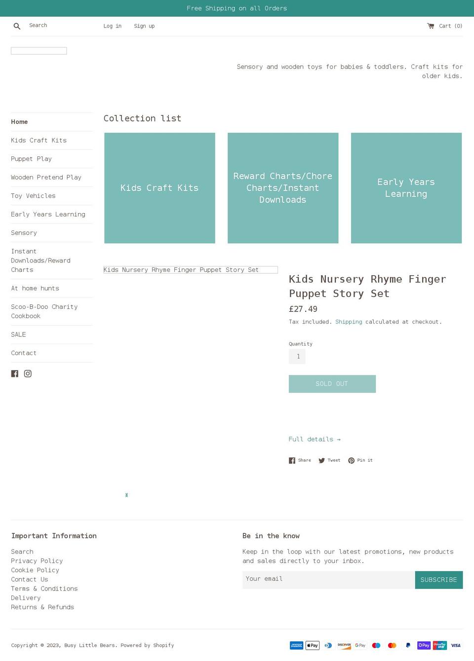 busylittlebears.co.uk shopify website screenshot