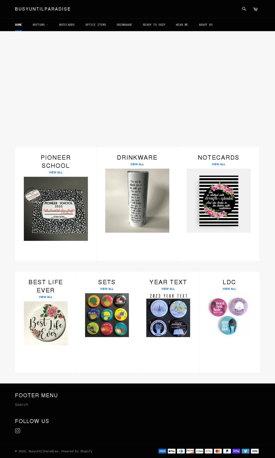 busyuntilparadise.com shopify website screenshot