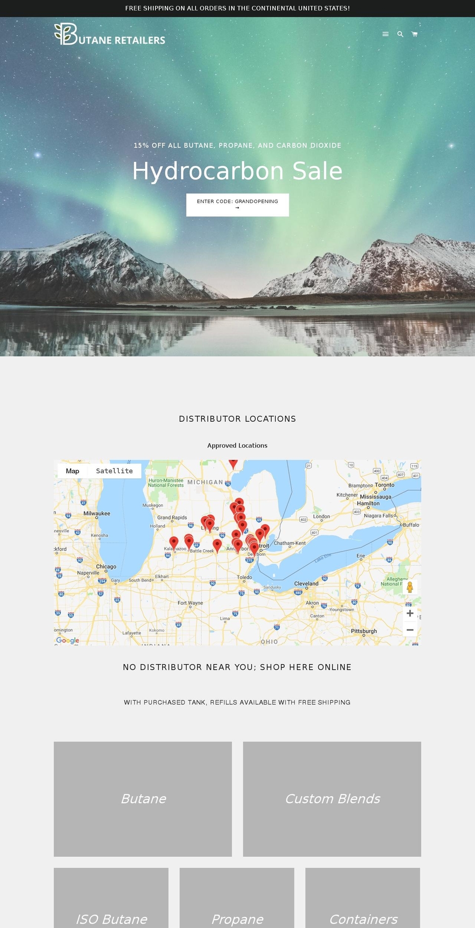 butanewholesalers.com — Shopify storefront screenshot