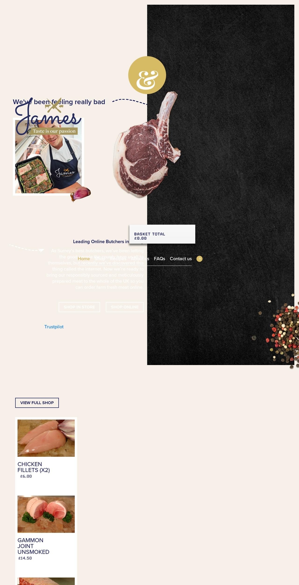 JAMES Shopify theme site example butchers-shop.com