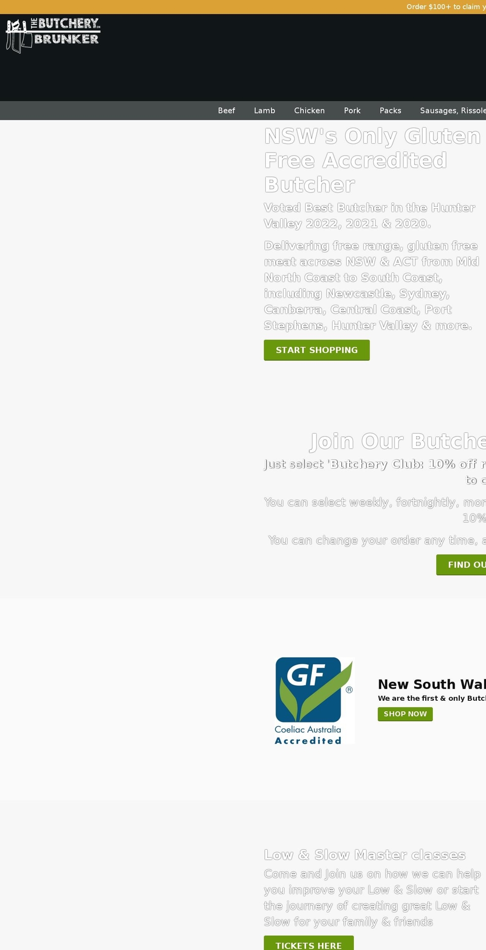 butcheryonbrunker.com shopify website screenshot