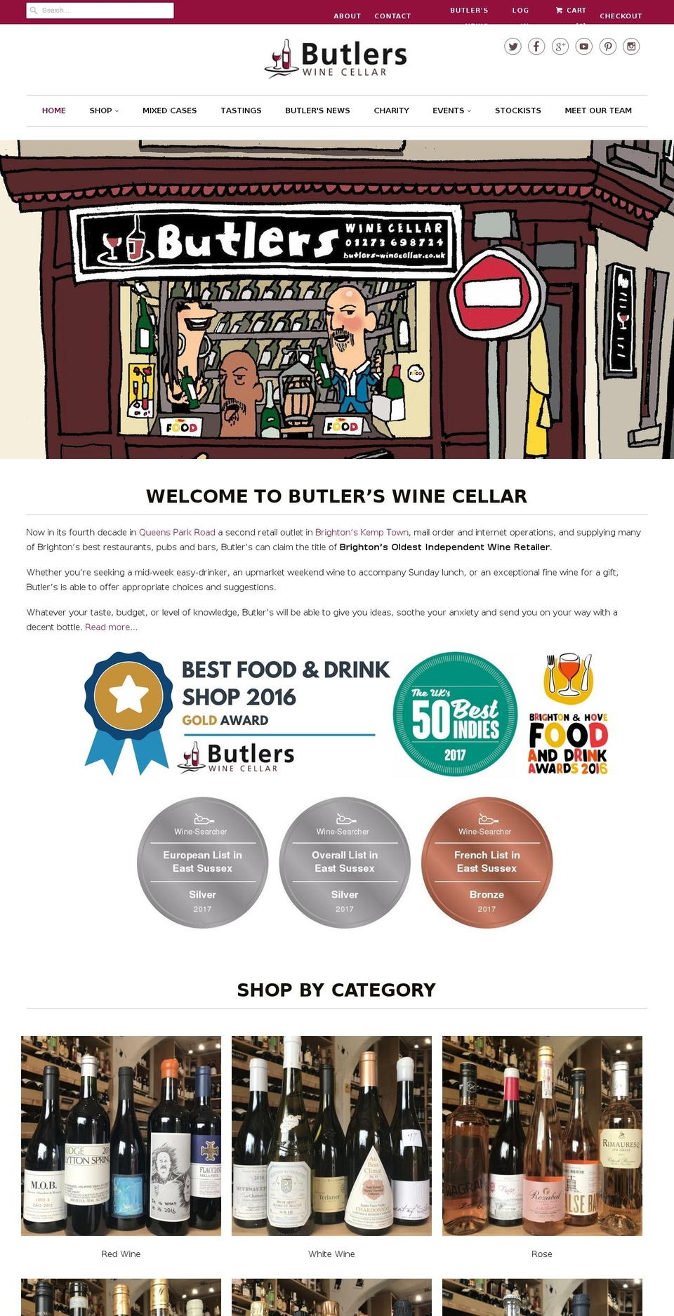 butlers-winecellar.co.uk shopify website screenshot