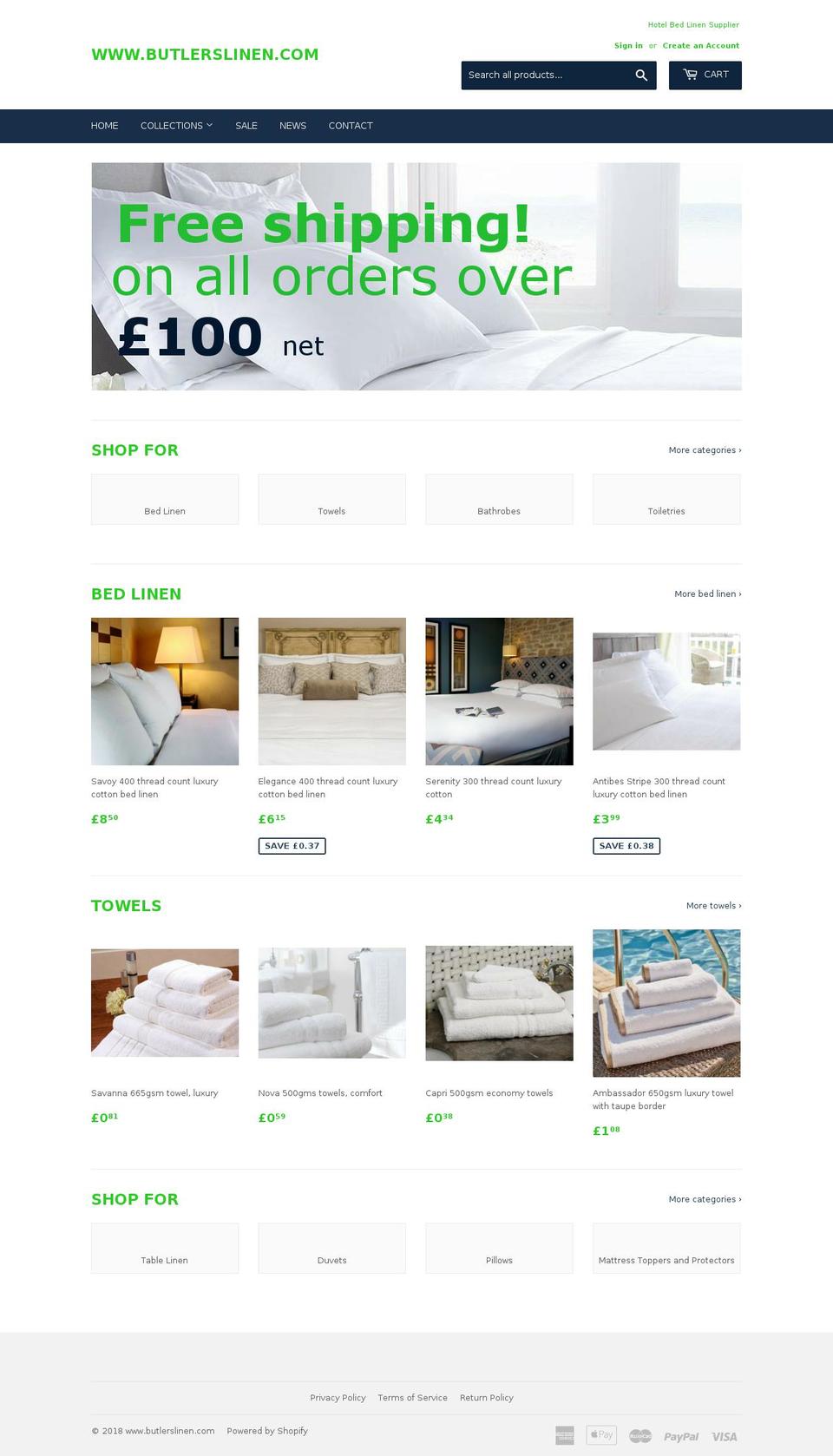 butlerslinen.com — Shopify storefront screenshot