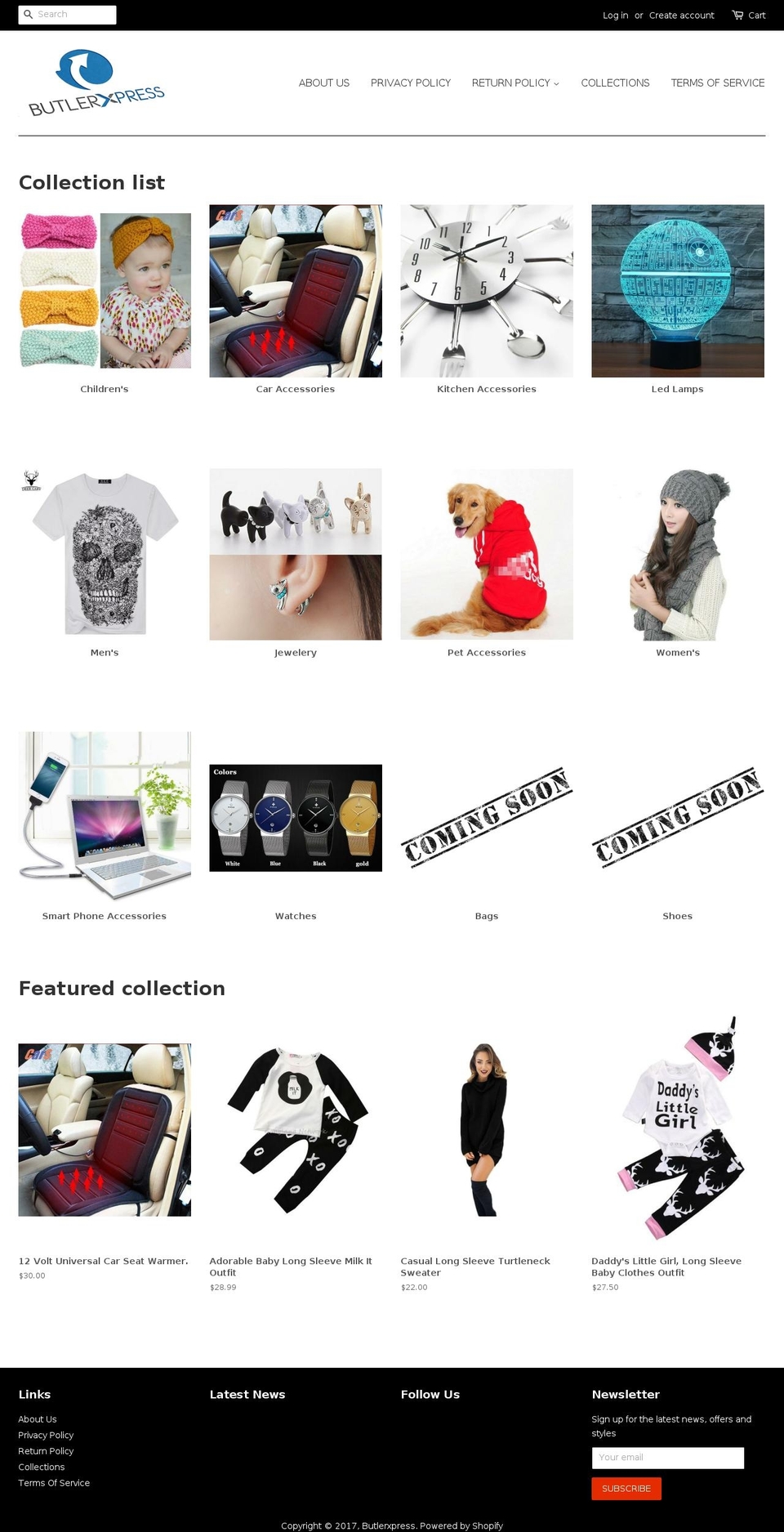 butlerxpress.com shopify website screenshot