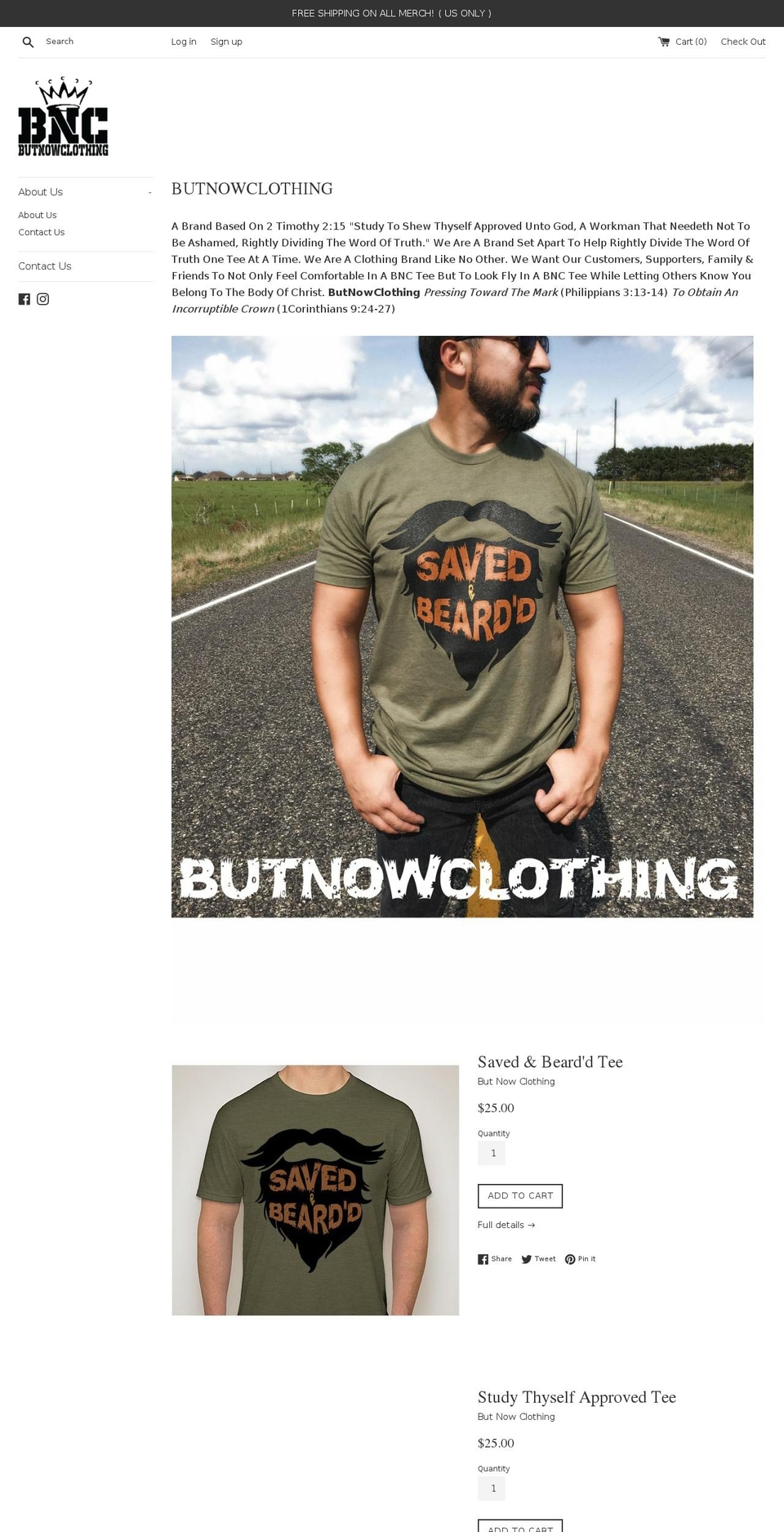 butnowclothing.com — Shopify storefront screenshot
