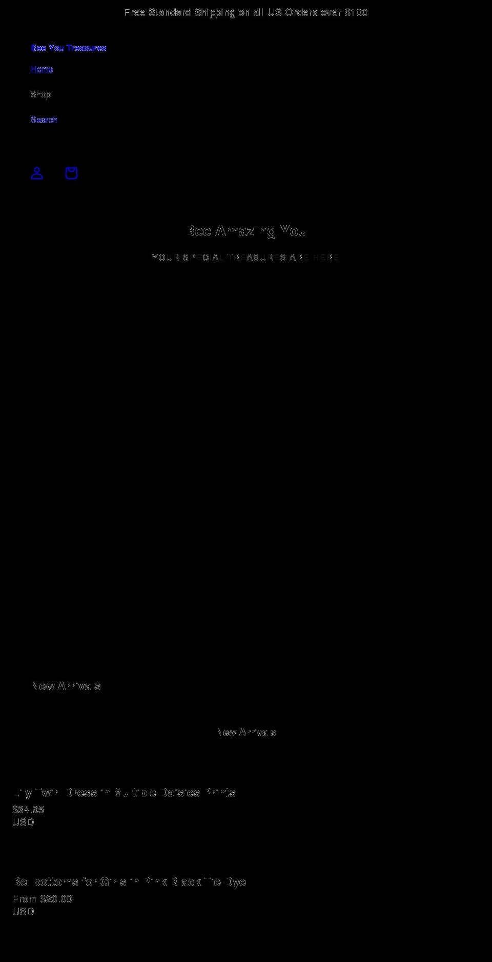 butreasures.com shopify website screenshot