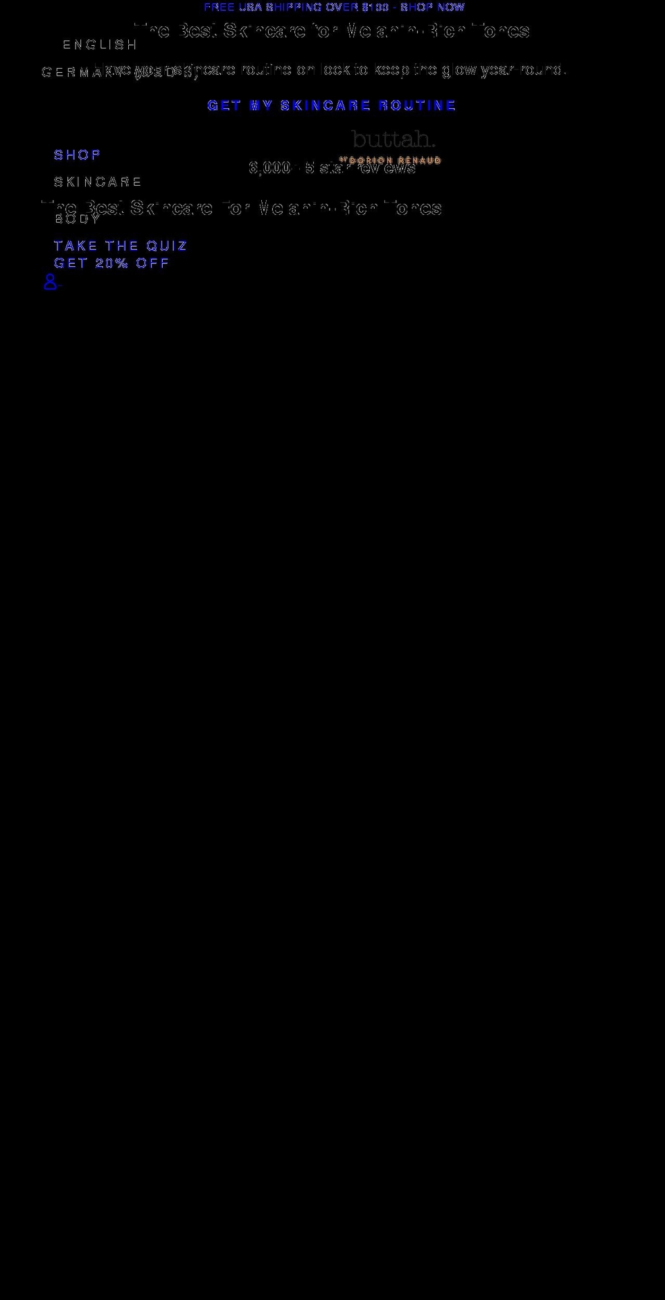 buttahskin.com shopify website screenshot