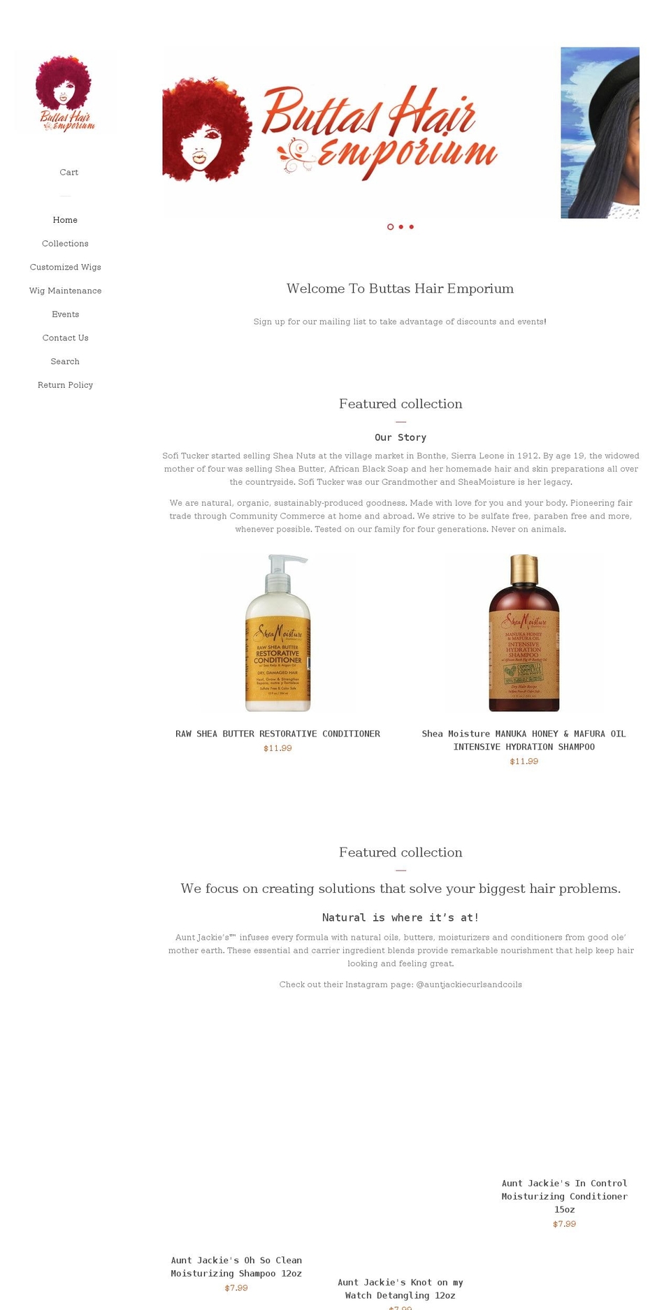 buttashair.com shopify website screenshot