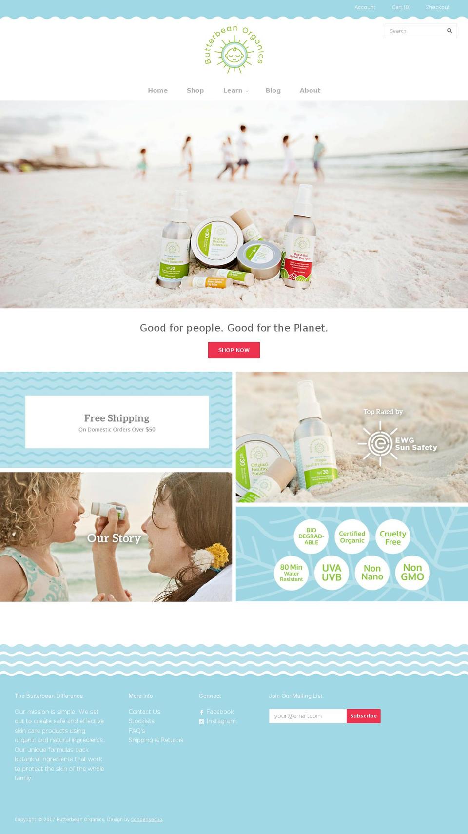 butterbeanorganics.com shopify website screenshot