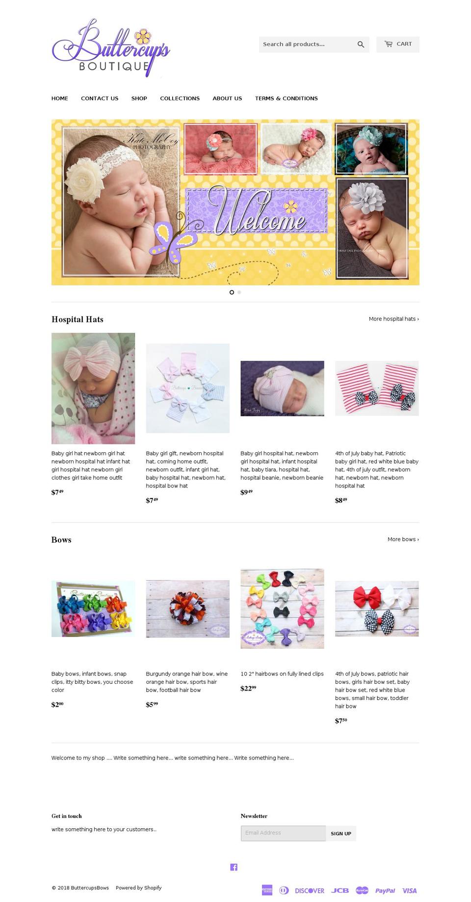 buttercupsbows.com — Shopify storefront screenshot