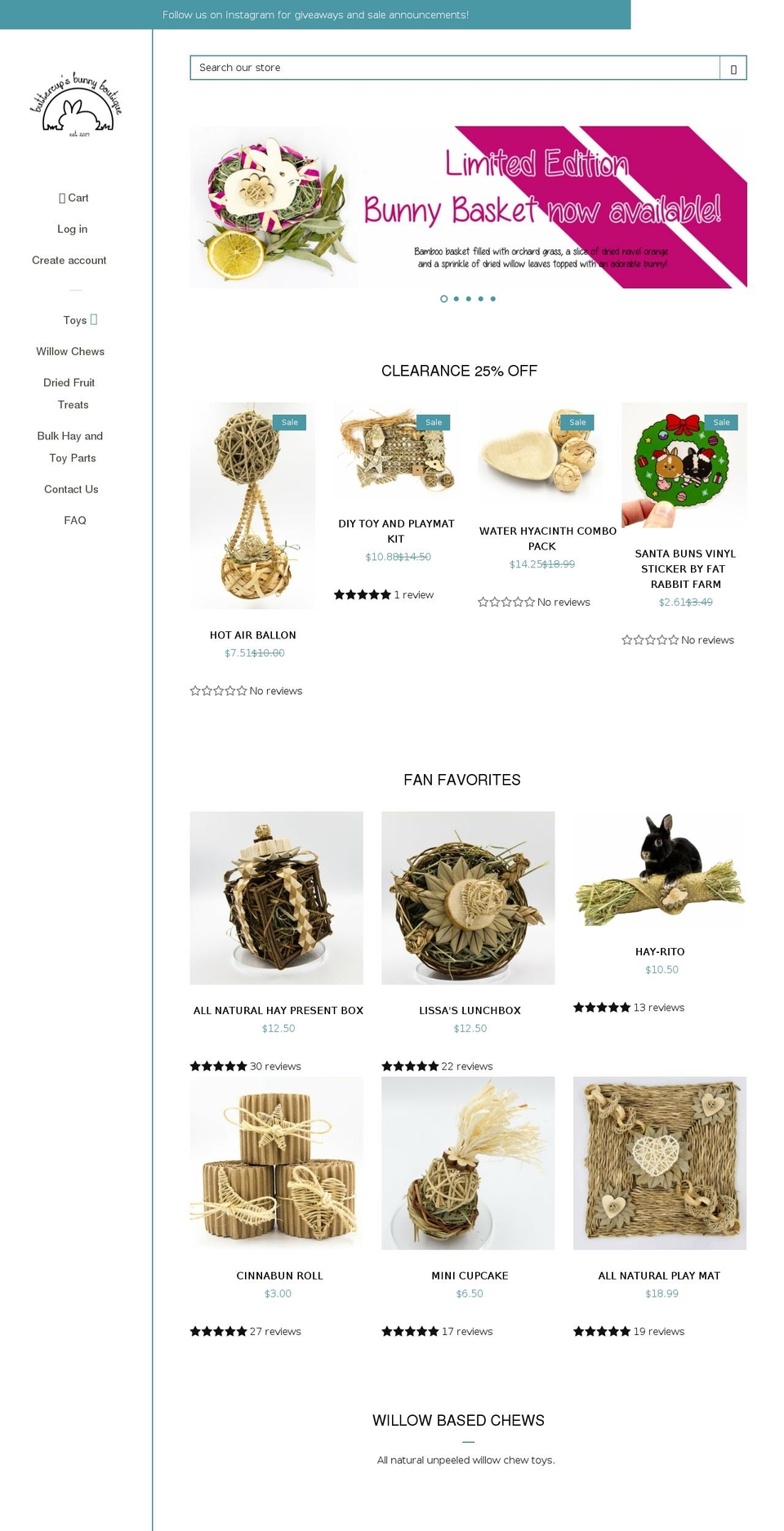 buttercupsbunnyboutique.com shopify website screenshot