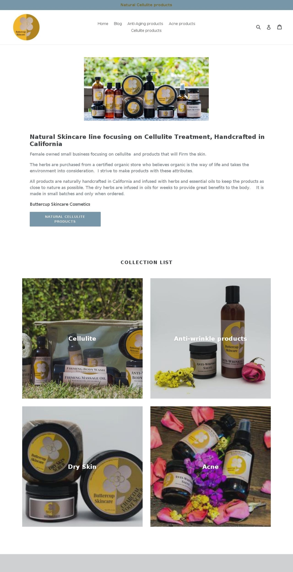 buttercupskincarecosmetics.com — Shopify storefront screenshot