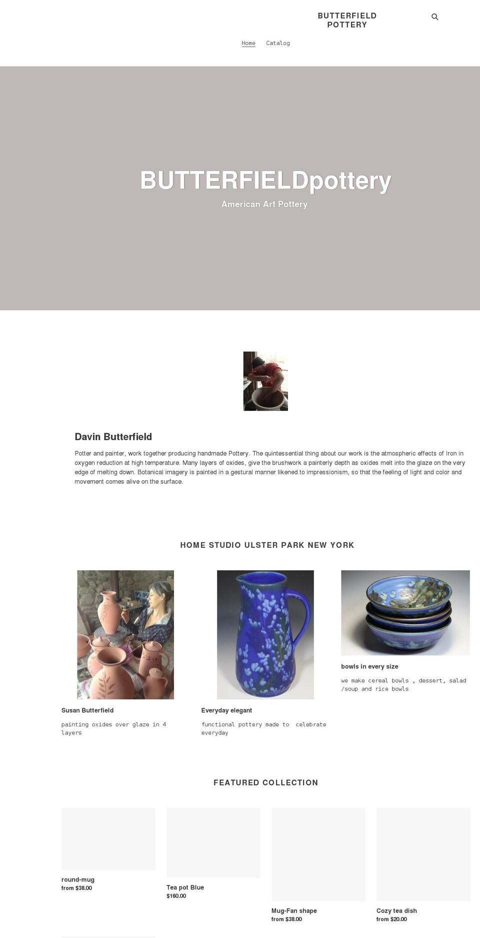butterfieldpottery.com shopify website screenshot