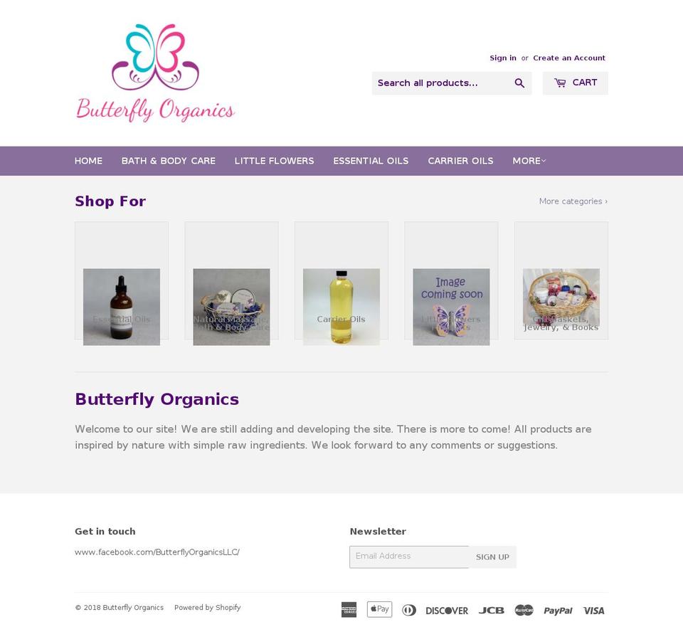 butterfly-organics.com — Shopify storefront screenshot