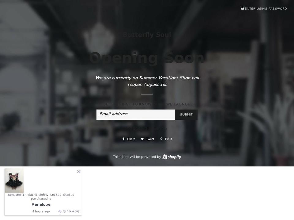 butterfly-soul.com — Shopify storefront screenshot