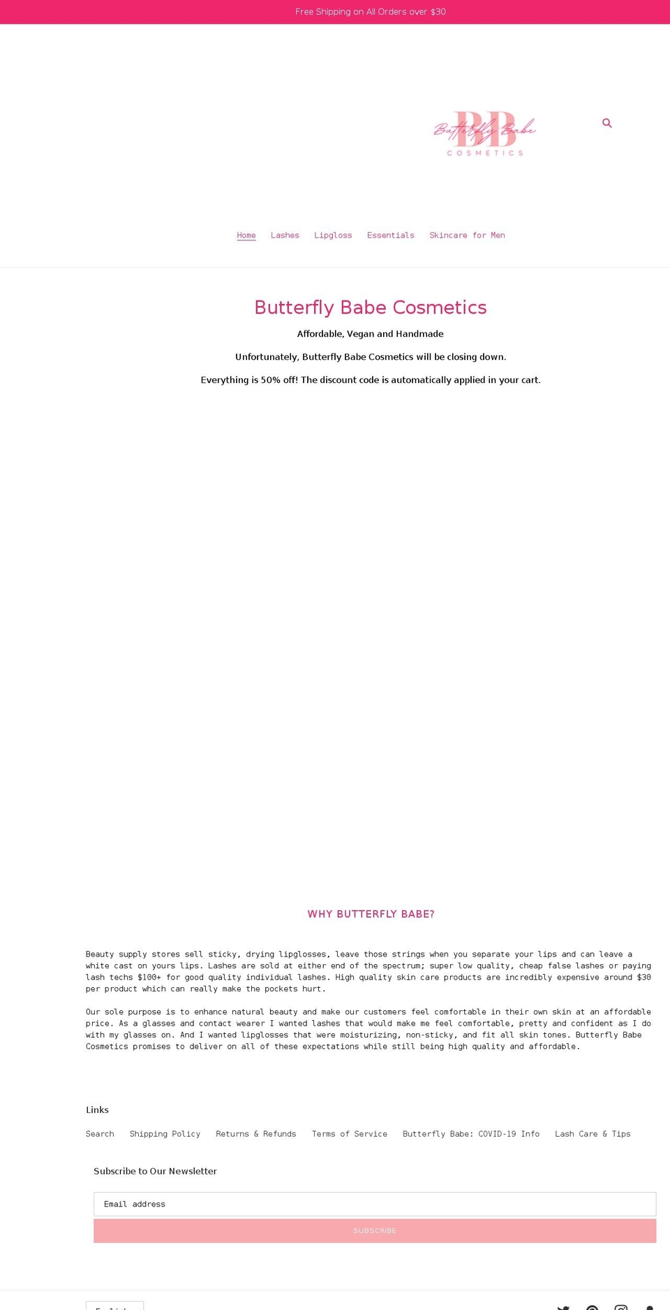 Green Theme Shopify theme site example butterflybabeco.com
