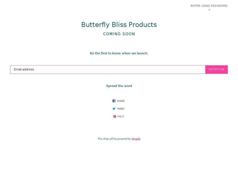 butterflyblissproducts.com shopify website screenshot