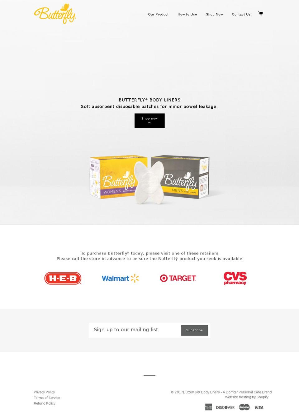 butterflybodyliners.com shopify website screenshot