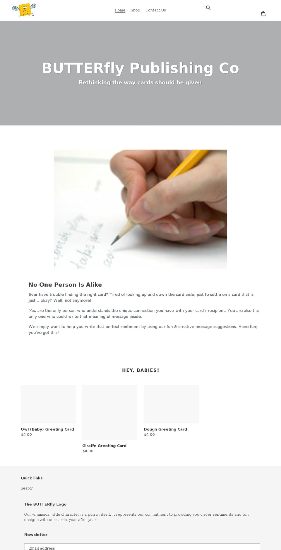 butterflycards.net shopify website screenshot