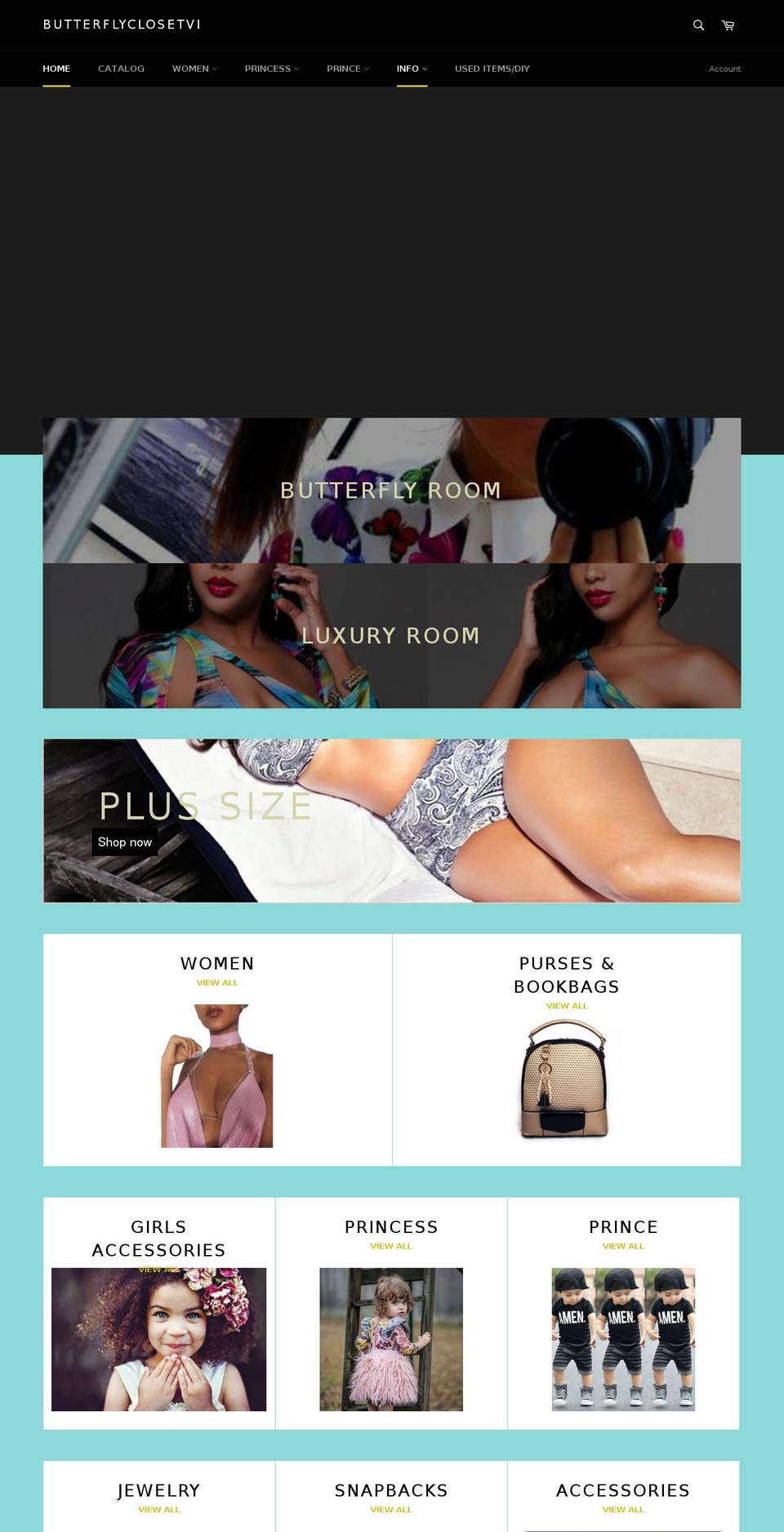 butterflyclosetvi.com — Shopify storefront screenshot