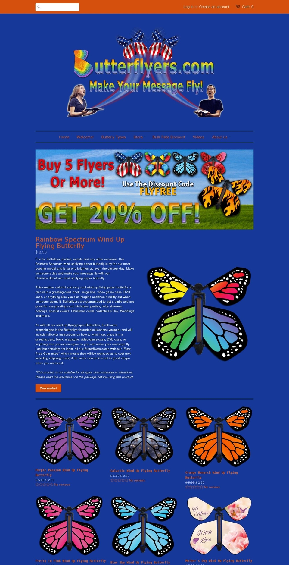 butterflyers.com shopify website screenshot