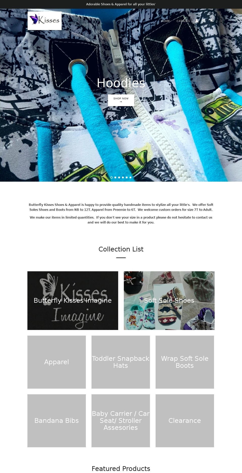 butterflykissesshoes.com — Shopify storefront screenshot
