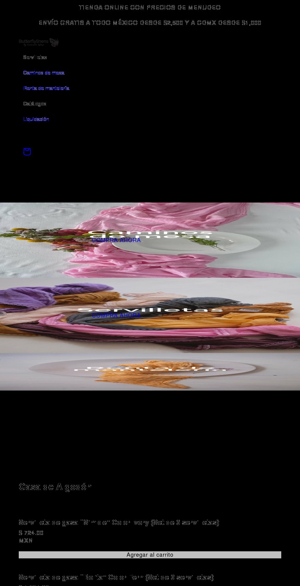 butterflylinens.com shopify website screenshot