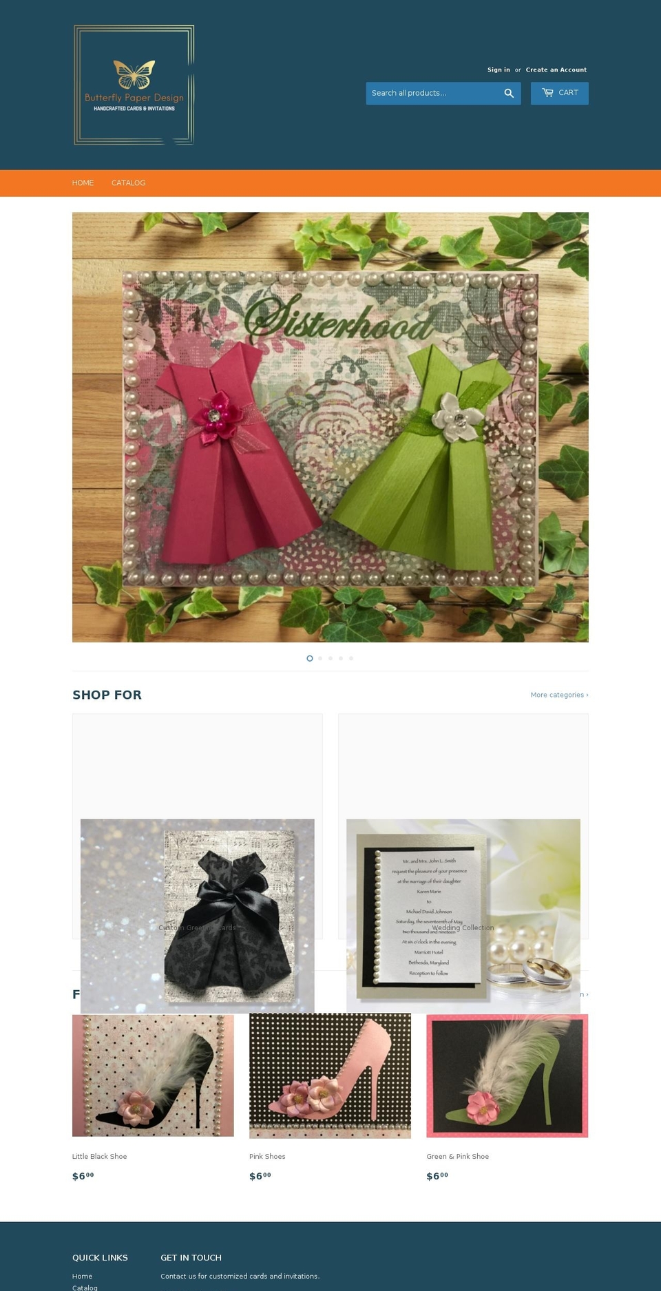 butterflypaperdesign.com — Shopify storefront screenshot