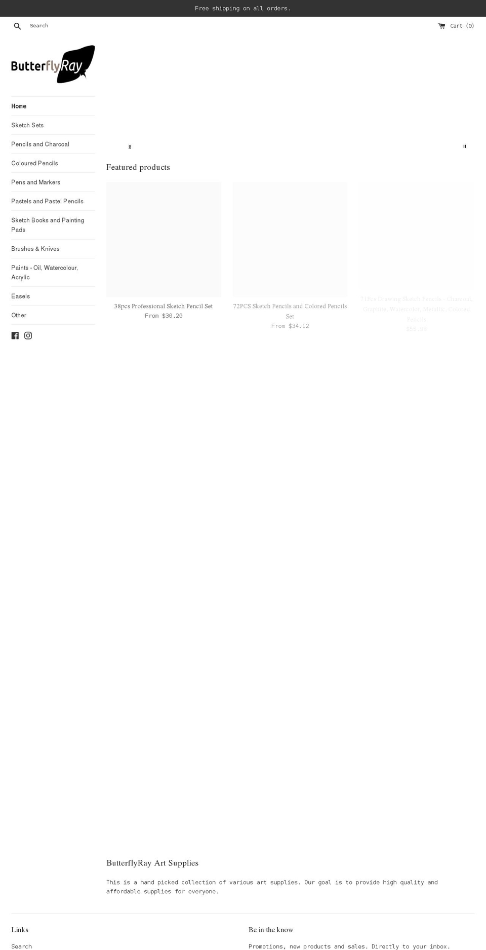 butterflyray.com shopify website screenshot