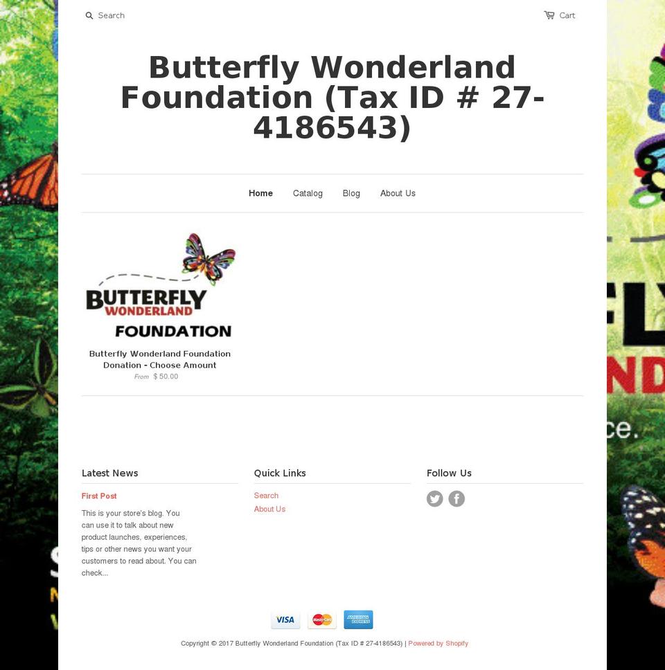 butterflywonderlandfoundation.com shopify website screenshot