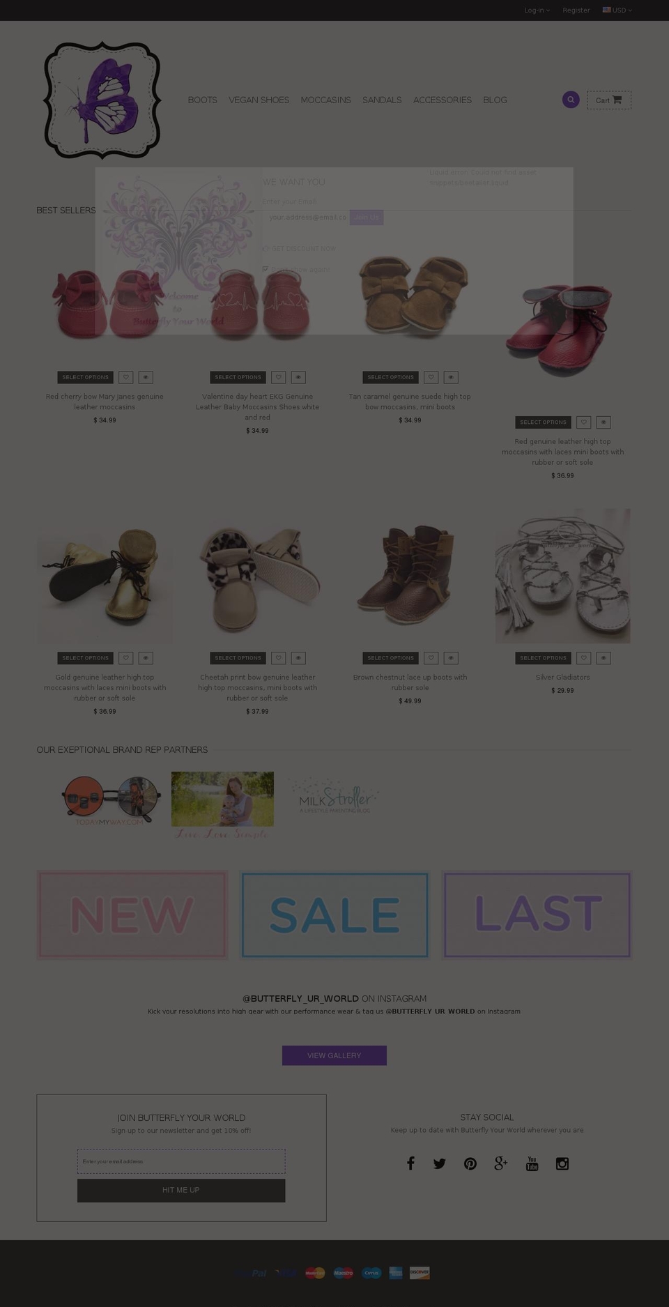 butterflyyourworld.com shopify website screenshot