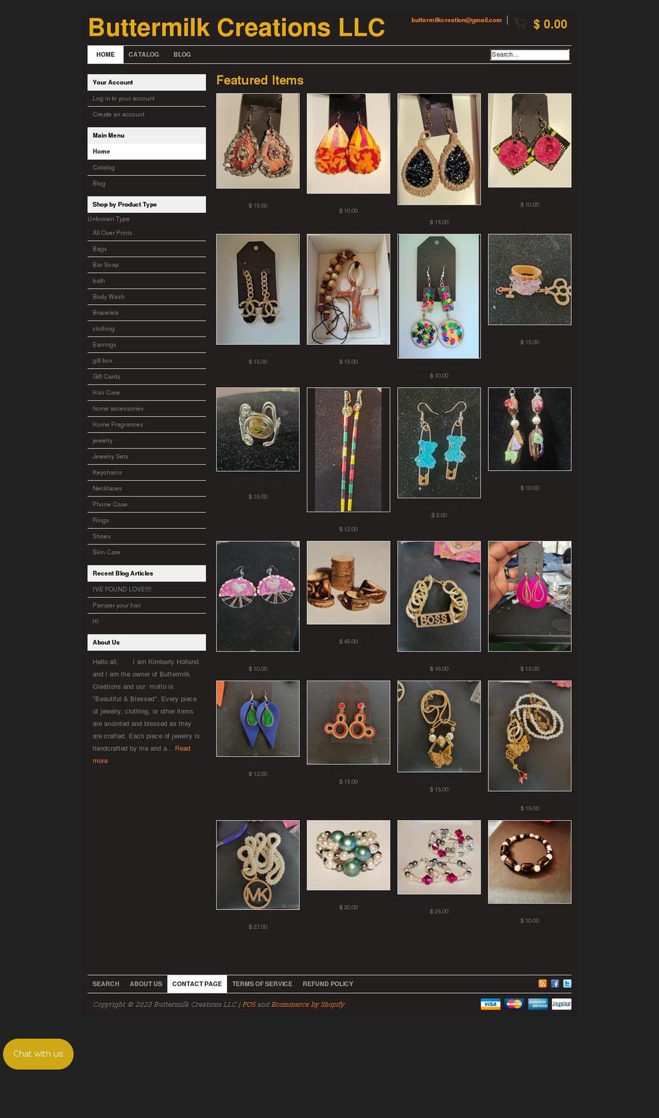 buttermilkcreations.com shopify website screenshot