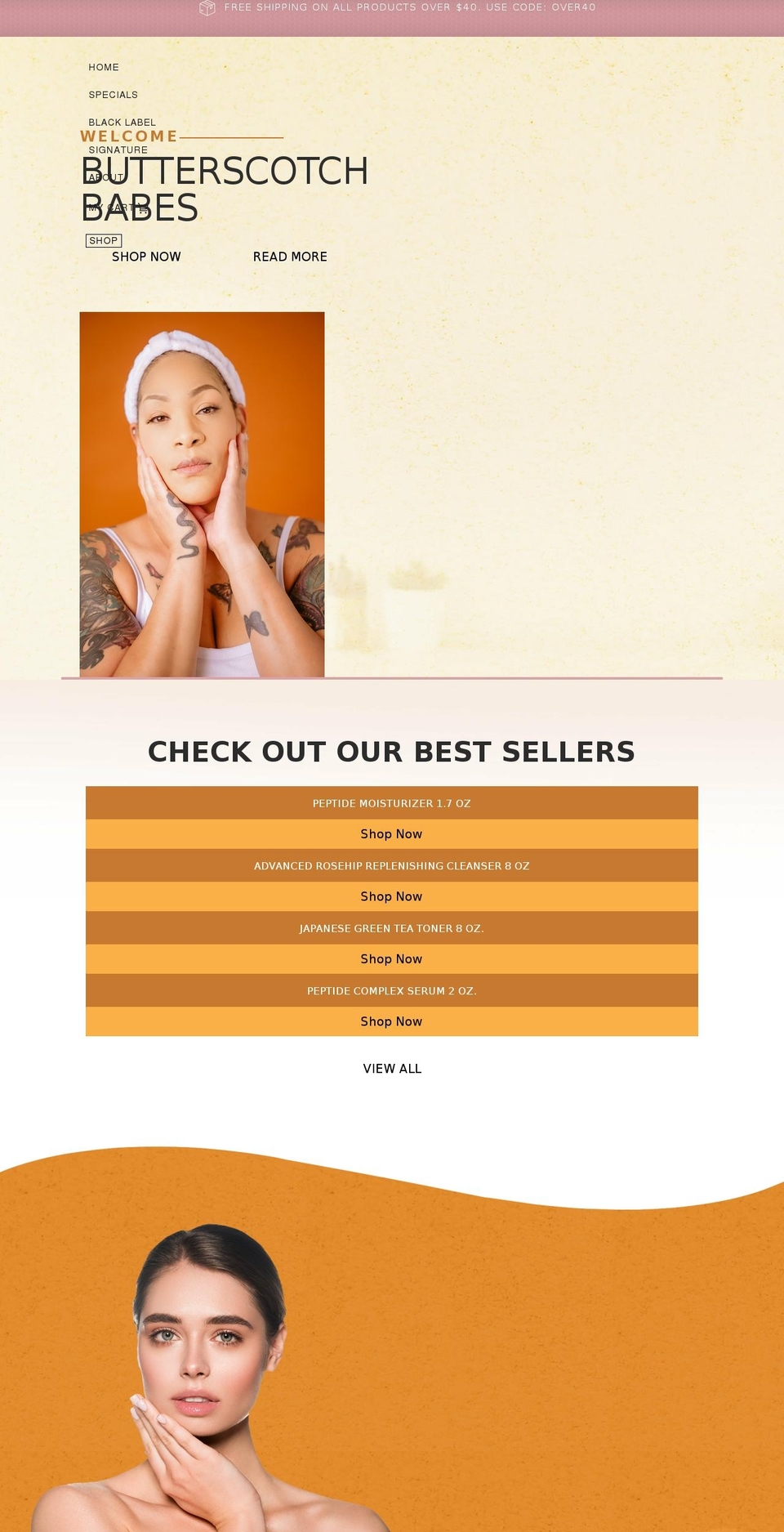 butterscotchskyn.com shopify website screenshot