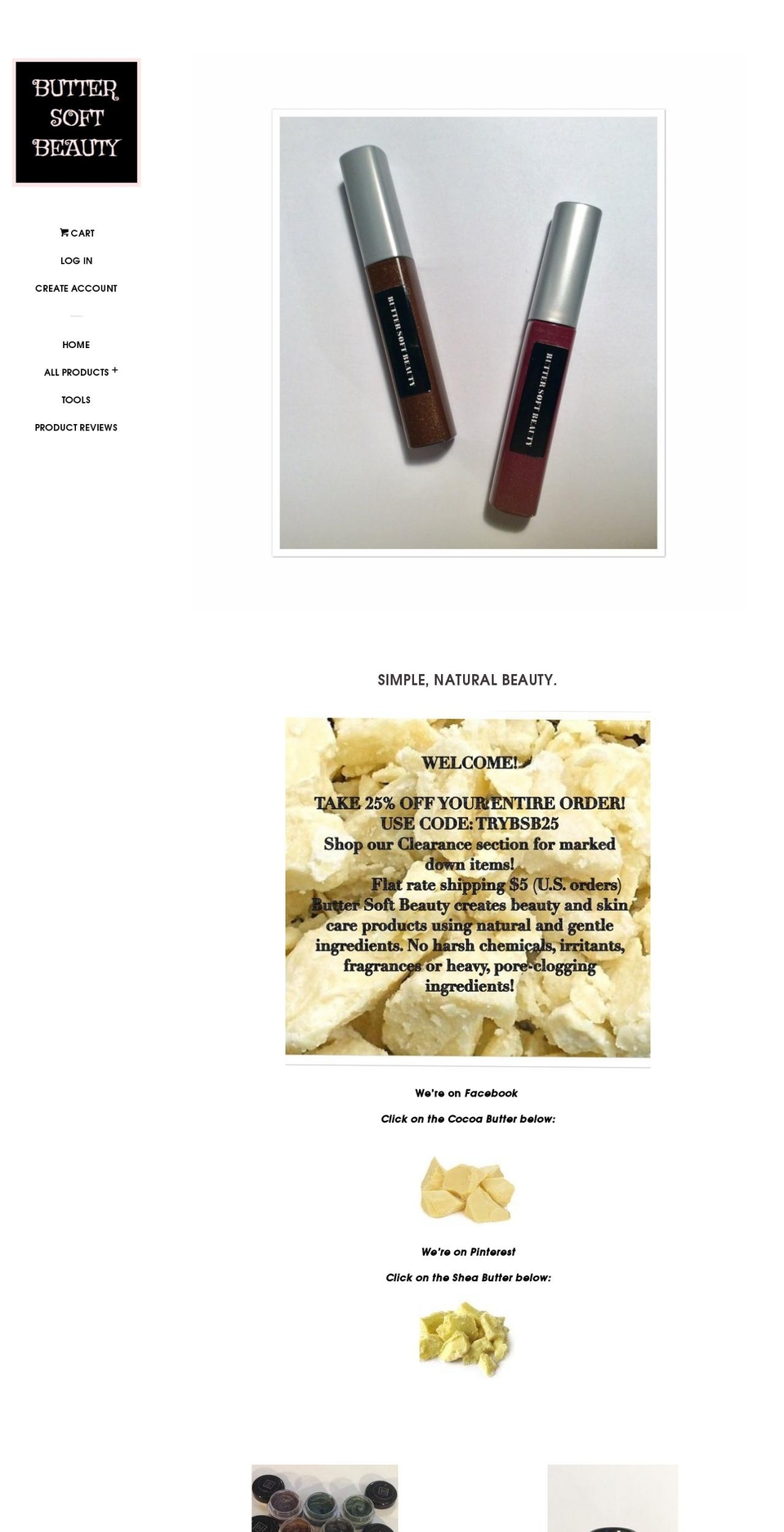 buttersoftbeauty.com shopify website screenshot