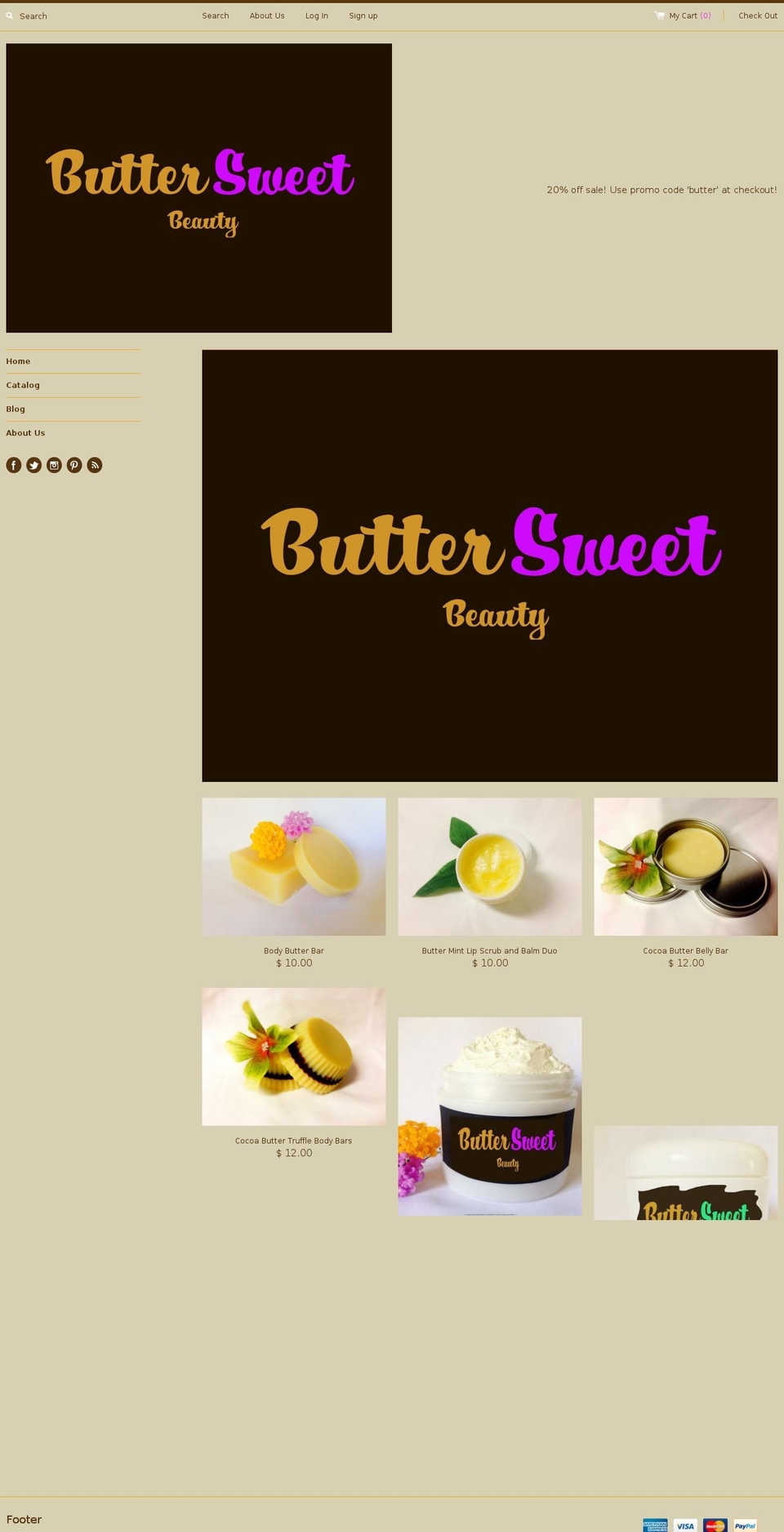 buttersweetskincare.com — Shopify storefront screenshot